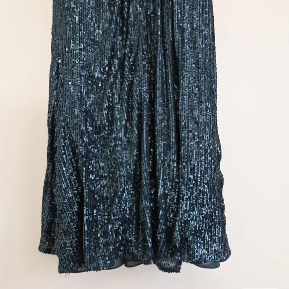 Jonathan Simkhai Sequin Drape Front Gown Emerald Green Teal Size 4 - Picture 5 of 8